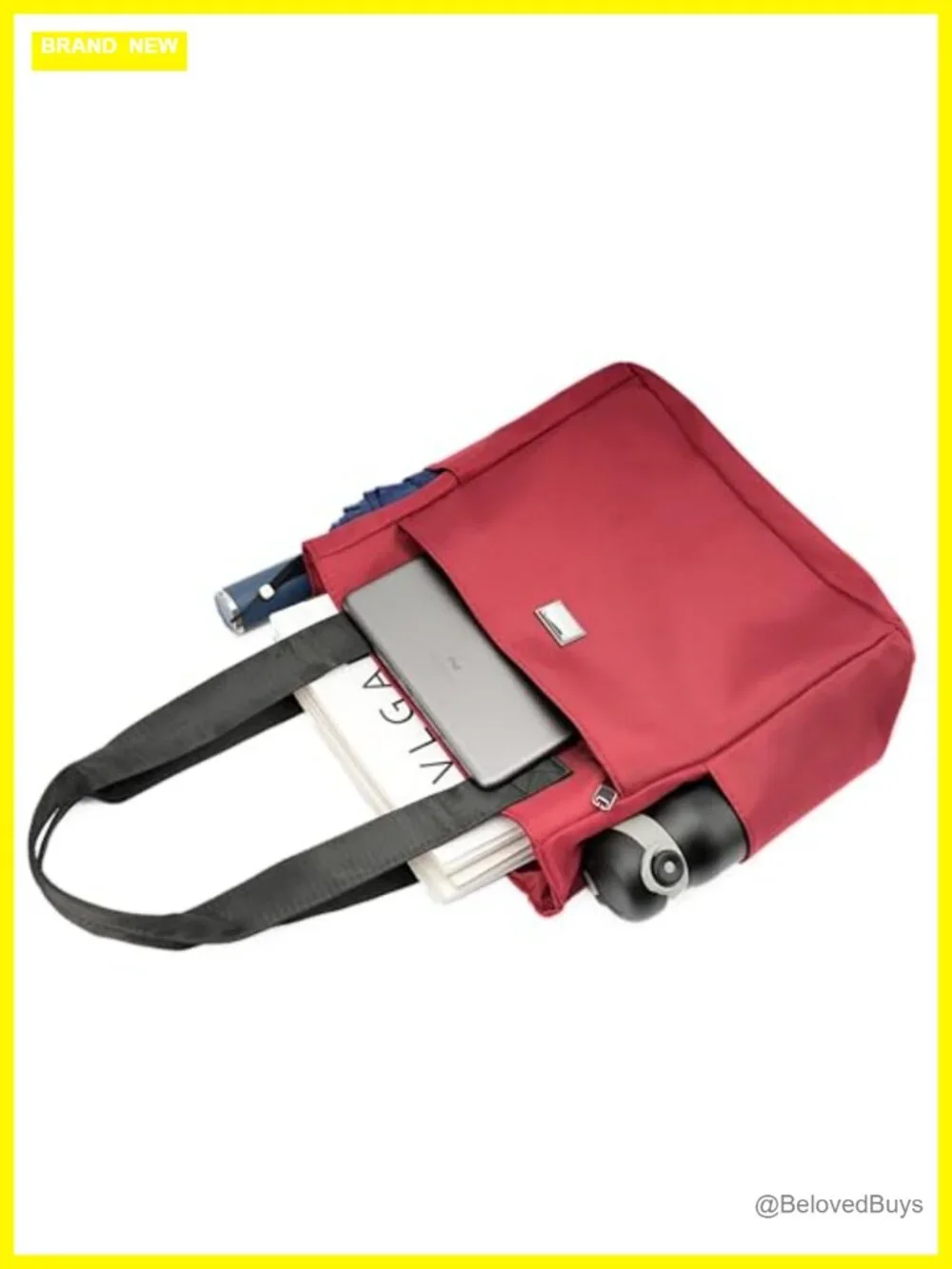 Nylon Tote Bag with Multiple Pockets Waterproof Shoulder Bag Work Travel